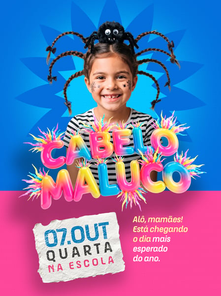 CABELO MALUCO EVENTO ESCOLAR SOCIAL MEDIA FLYER PSD EDITÁVEL