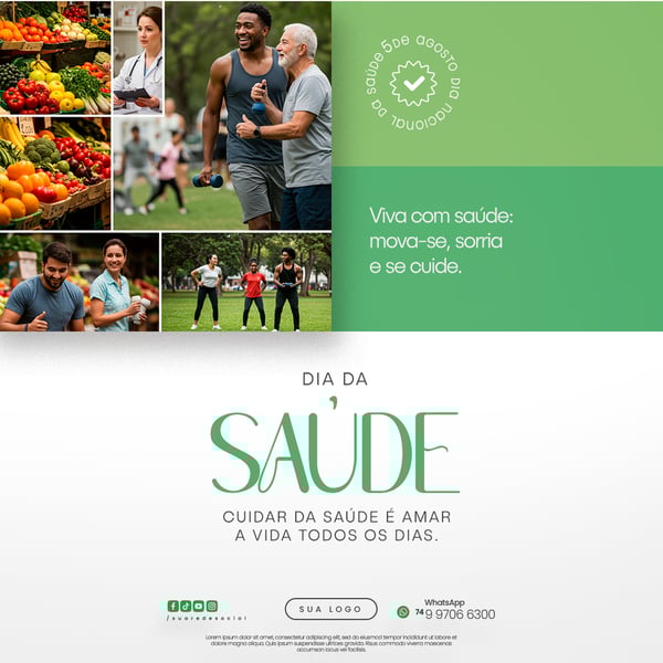 DIA NACIONAL DA SAÚDE FLYER SOCIAL MEDIA PSD EDITÁVEL