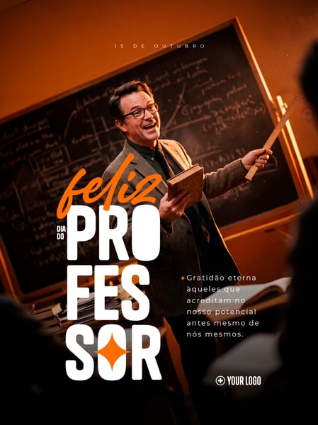 DIA DO PROFESSOR 15 DE OUTUBRO SOCIAL MEDIA FLYER PSD EDITÁVEL