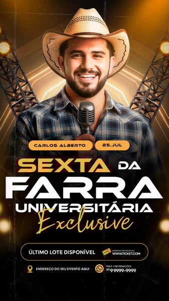FLYER PARA EVENTO SHOW ARTISTA SERTANEJO PSD EDITÁVEL STORY 6