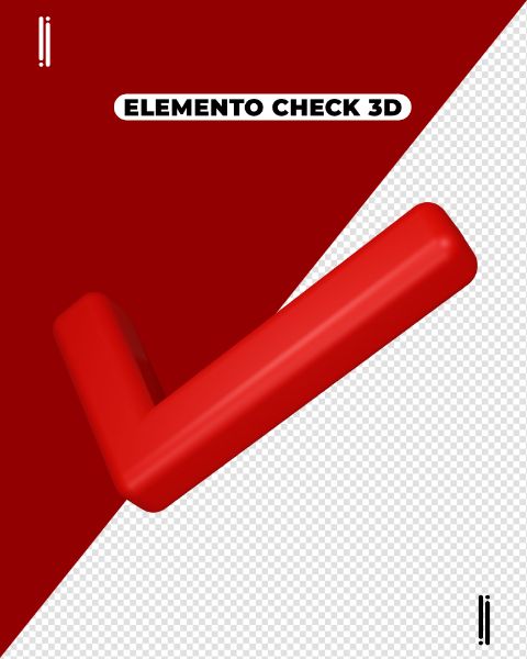 ELEMENTO 3D | CHECK VERMELHO | OK | VERIFICAÇÃO