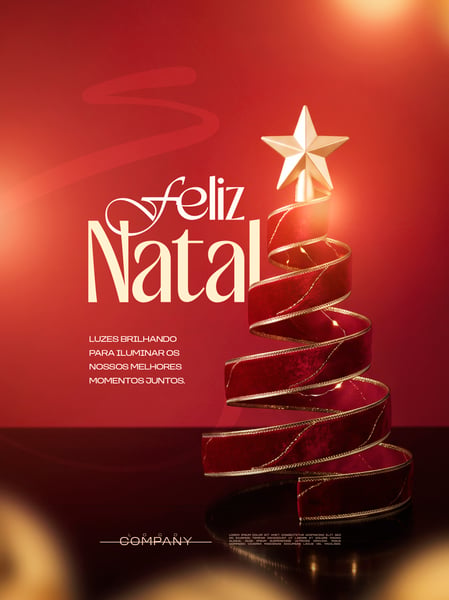 FELIZ NATAL ÁRVORE DE FITA VERMELHA SOCIAL MEDIA FLYER PSD EDITÁVEL