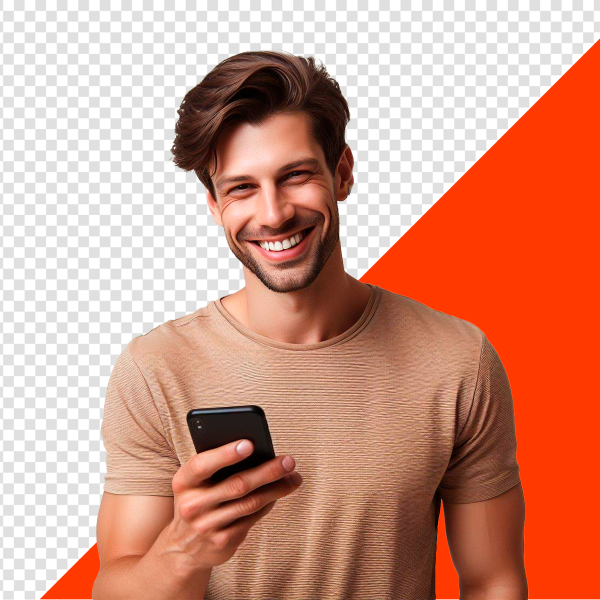 JOVEM COM CELULAR NA MÃO