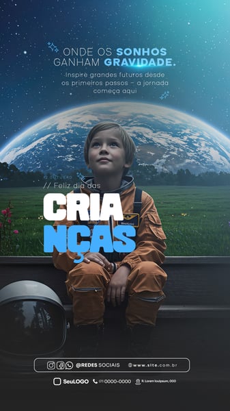 FELIZ DIA DAS CRIANÇAS 12 DE OUTUBRO STORY SOCIAL MEDIA PSD EDITÁVEL