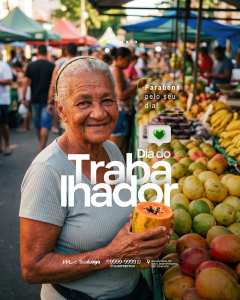 FELIZ DIA DO TRABALHADOR 01 DE MAIO PROFISSÕES SOCIAL MEDIA PSD EDITÁVEL 6