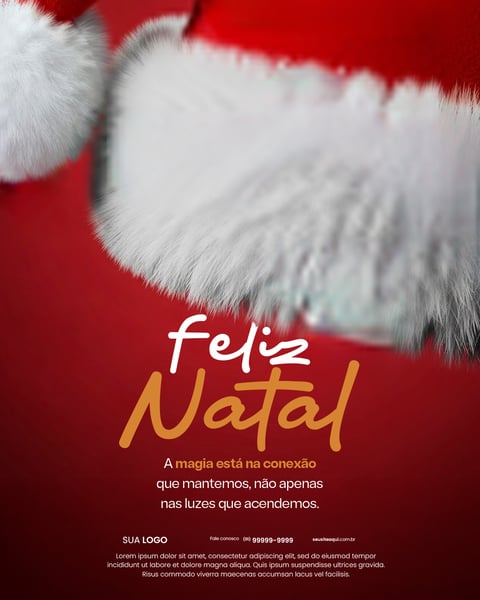 Feliz Natal, Fundo Vermelho, Celebração, Conexão E Magia Social Media PSD Editável