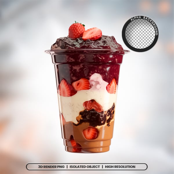 3D RENDER COPO AÇAÍ ELEMENTO ÍCONE PSD PNG