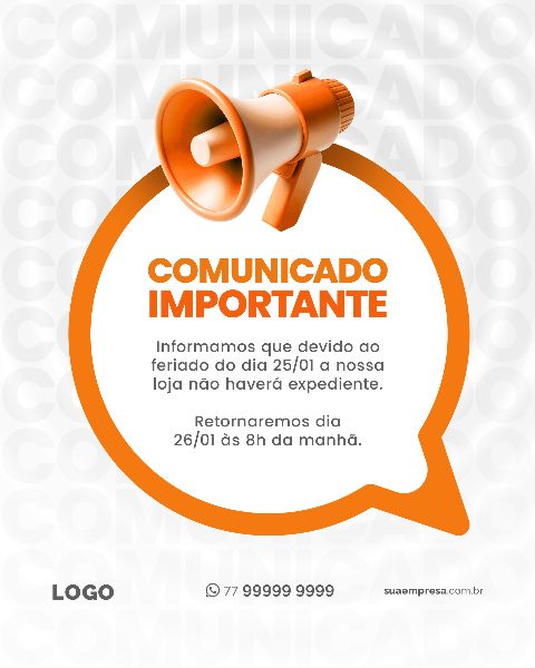SOCIAL MEDIA PARA AVISOS E COMUNICADOS - LARANJA