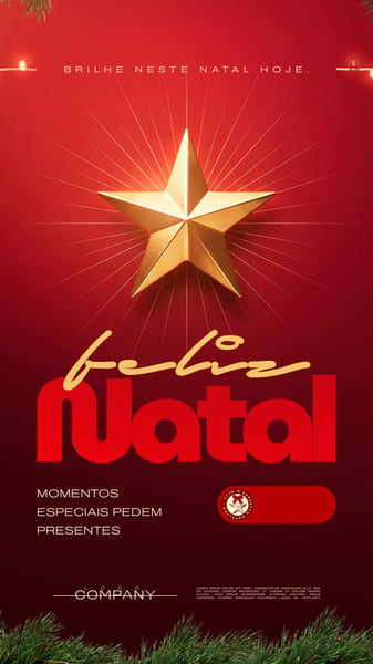 CARTAZ DE NATAL ESTRELA DOURADA SOCIAL MEDIA FLYER PSD EDITÁVEL STORY