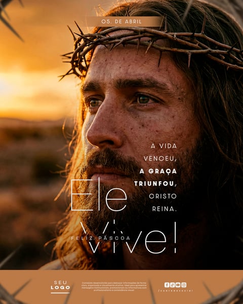 FELIZ PÁSCOA ELE VIVE 05 DE ABRIL SOCIAL MEDIA PSD EDITÁVEL 1