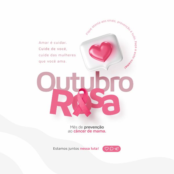 OUTUBRO ROSA CAMPANHA DE PREVENÇÃO AO CÂNCER DE MAMA POST FEED PSD EDITÁVEL