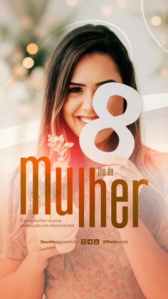 DIA INTERNACIONAL DA MULHER 8 DE MARÇO SOCIAL MEDIA PSD EDITÁVEL