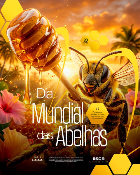 DIA MUNDIAL DAS ABELHAS 20 DE MAIO SOCIAL MEDIA PSD EDITÁVEL 1