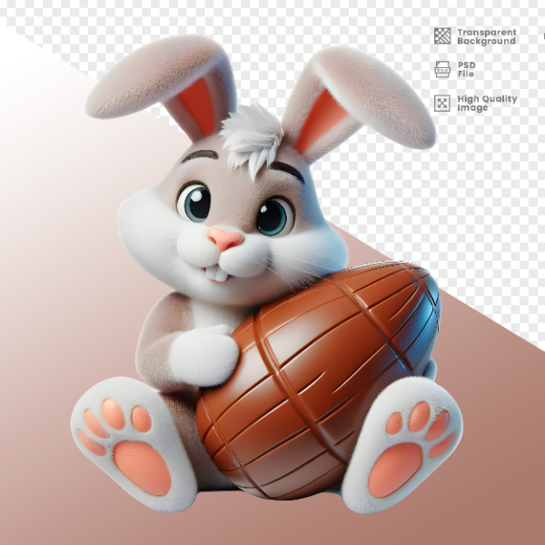COELHO DA PÁSCOA  ELEMENTO 3D PARA COMPOSIÇÃO - COELHO COM CHOCOLATE