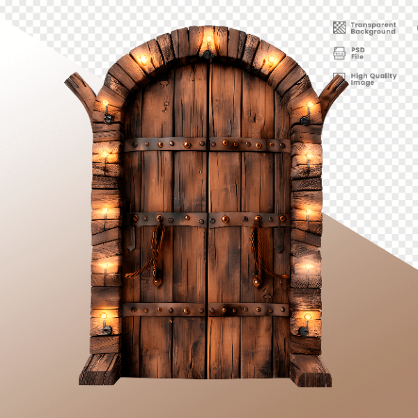 PORTA DE MADEIRA COM LUZ - ELEMENTO 3D PARA COMPOSIÇÃO