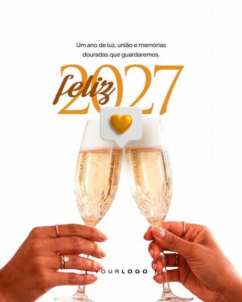 Feliz 2027 Brinde Taças Social Media PSD Editável