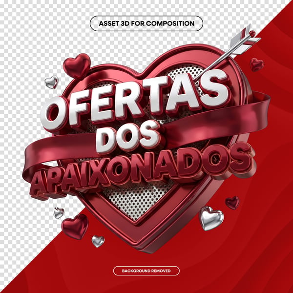 SELO 3D IA OFERTAS DOS APAIXONADOS DIA DOS NAMORADOS SOCIAL MEDIA PNG