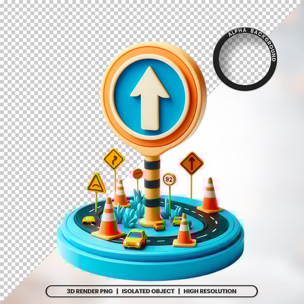 3D RENDER CONE CONSTRUÇÃO ELEMENTO ÍCONE PSD PNG