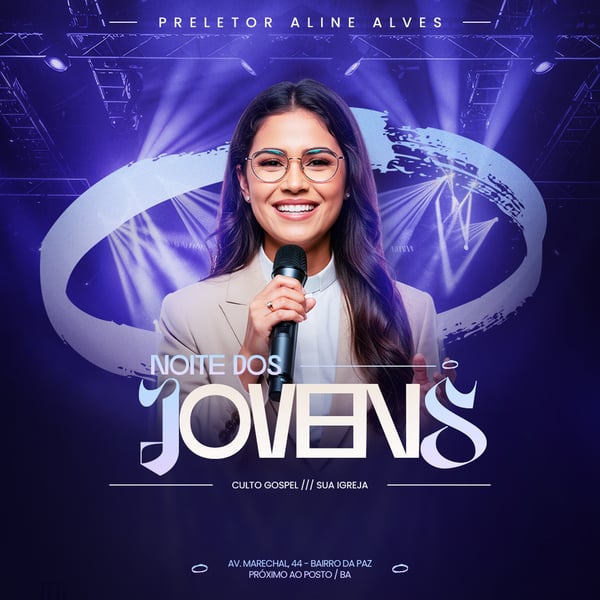 FLYER GOSPEL CULTO DOMINGO DE LOUVOR E ADORAÇÃO IGREJA SOCIAL MEDIA PSD EDITÁVEL