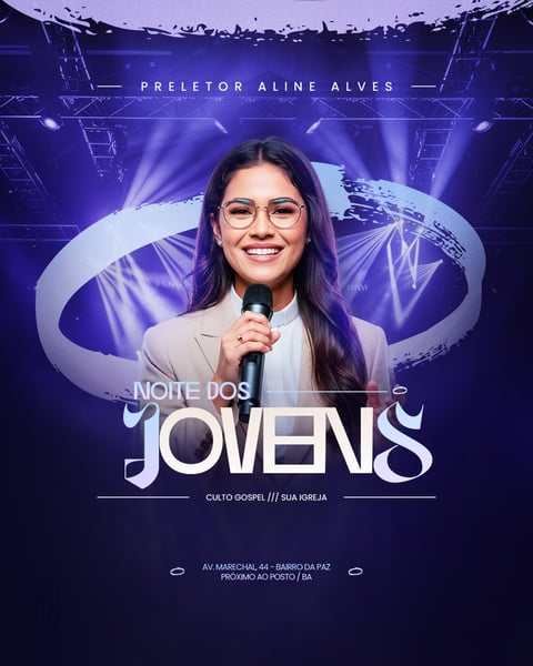 FLYER GOSPEL CULTO DOMINGO DE LOUVOR E ADORAÇÃO IGREJA SOCIAL MEDIA PSD EDITÁVEL