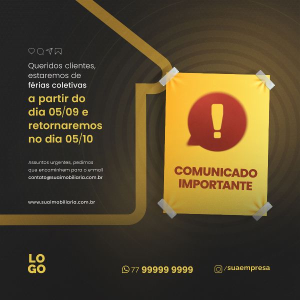 ESTAREMOS DE FÉRIAS COLETIVAS - IMOBILIÁRIA