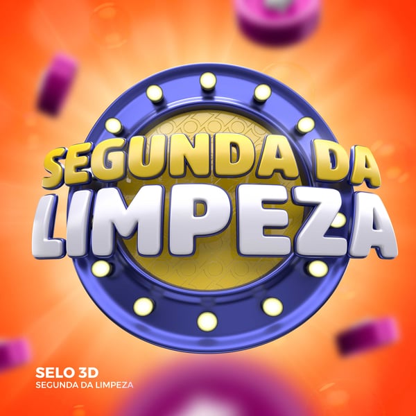 SELO 3D SUPERMERCADO SEGUNDA DA LIMPEZA QUADRADO