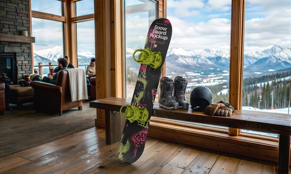 PRANCHA DE SNOWBOARD MOCKUP PSD EDITÁVEL