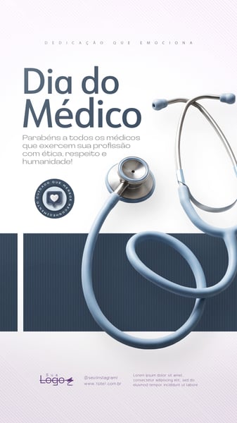 DIA DO MÉDICO COM ESTETOSCÓPIO SOCIAL MEDIA FLYER PSD EDITÁVEL STORY