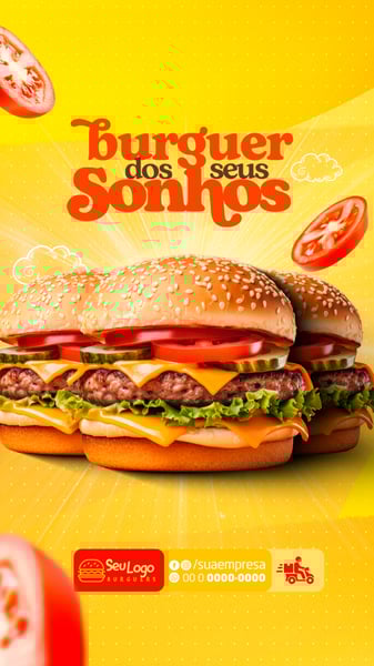 FLYER SOCIAL MEDIA HAMBÚRGUER DOS SONHOS STORY PSD EDITÁVEL