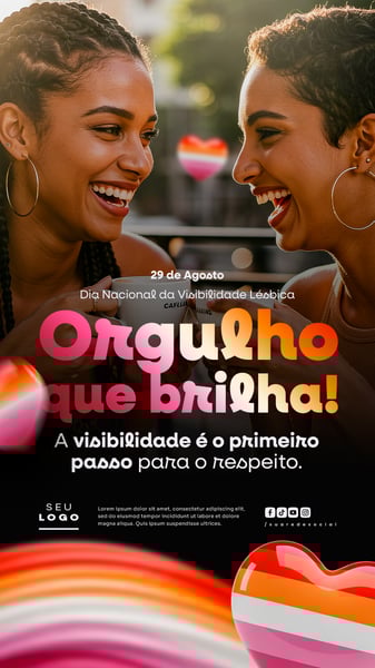 DIA NACIONAL DA VISIBILIDADE LÉSBICA 29 DE AGOSTO SOCIAL MEDIA PSD EDITÁVEL STORY 10