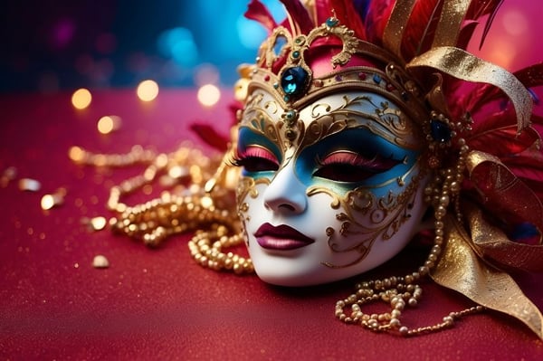 MASCARA DE CARNAVAL BACKGROUND VERMELHO