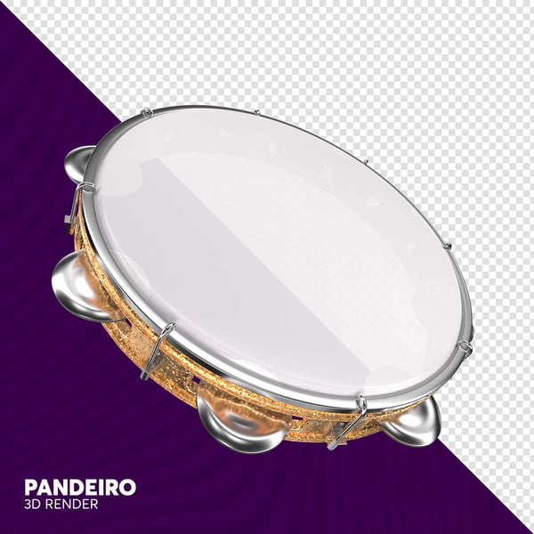 ELEMENTO 3D PANDEIRO CARNAVAL PNG