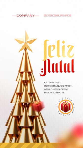 FELIZ NATAL ÁRVORE DOURADA SOCIAL MEDIA FLYER PSD EDITÁVEL STORY