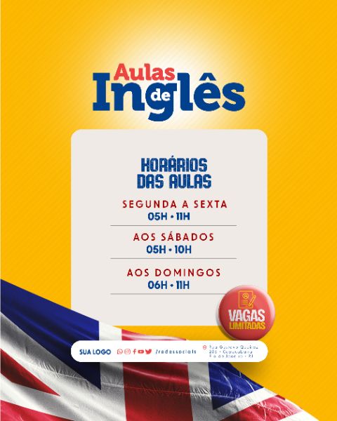 SOCIAL MEDIA - AULAS DE INGLÊS - HORÁRIO DAS AULAS