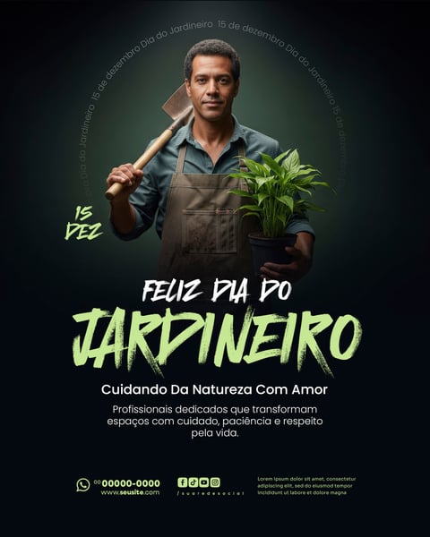 DIA 15 DE DEZEMBRO DIA DO JARDINEIRO - SOCIAL MEDIA PSD EDITAVEL