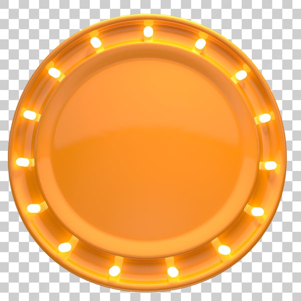 BASE SELO 3D CIRCULO AMARELO COM LUZ PNG