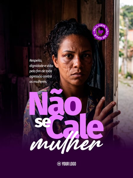 CAMPANHA COMBATE VIOLÊNCIA MULHER SOCIAL MEDIA FLYER PSD EDITÁVEL