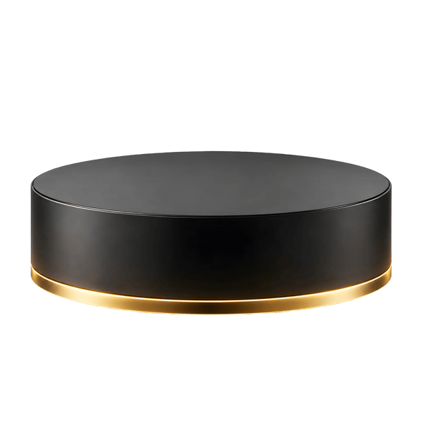 PEDESTAL PRETO COM ARO DOURADO ILUMINADO