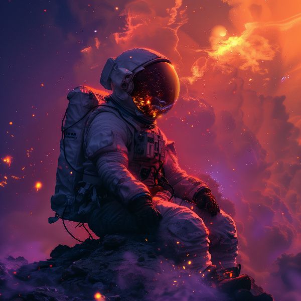 ASTRONAUTA NA ESPAÇO | COM LUZES NEON | FAÍSCAS | IMAGEM BACKGROUND