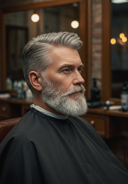 HOMEM COM CABELO GRISALHO COM CABELO GRISALHO