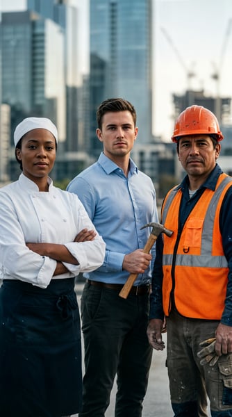 TRABALHADORES DE DIFERENTES ÁREAS DIA DO TRABALHO 2