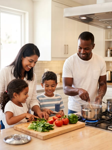 FAMÍLIA COZINHANDO JUNTOS NA COZINHA 3