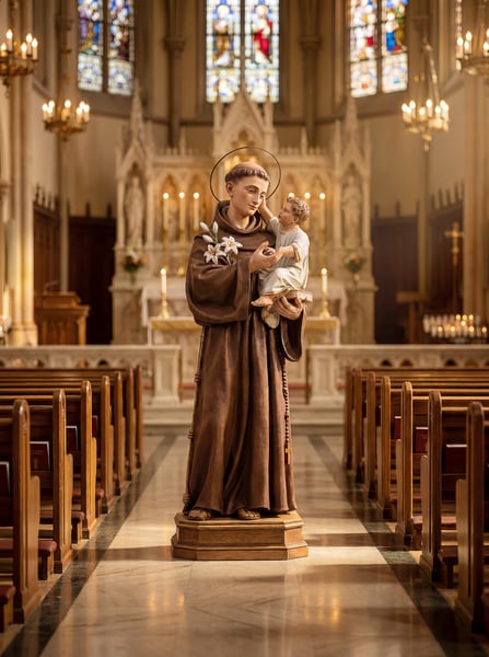 Imagem IA ESTÁTUAA DE SANTO ANTÔNIO SEGURANDO MENINO JESUS 8