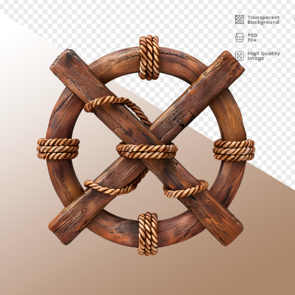 CÍRCULO MADEIRA E CORDA  ELEMENTO 3D PARA COMPOSIÇÃO - WOOD
