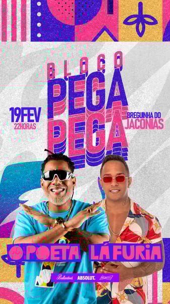 FLYER EVENTO CARNAVAL O POETA E LA FÚRIA BLOCO PEGA PEGA STORIES PSD EDITÁVEL