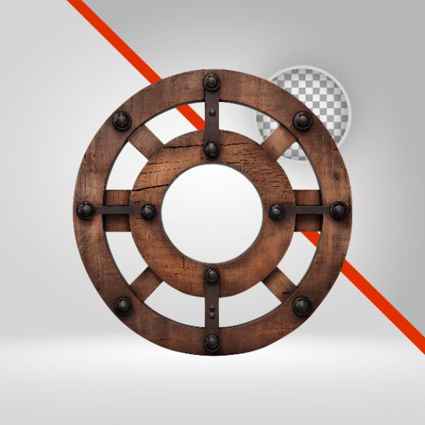 CÍRCULO DE MADEIRA 3D, RODA DE CARROÇA, ELEMENTO PNG, FUNDO TRANSPARENTE, VAQUEJADA, ELIPSE, SÃO JOÃO, ARO, 3D-IA
