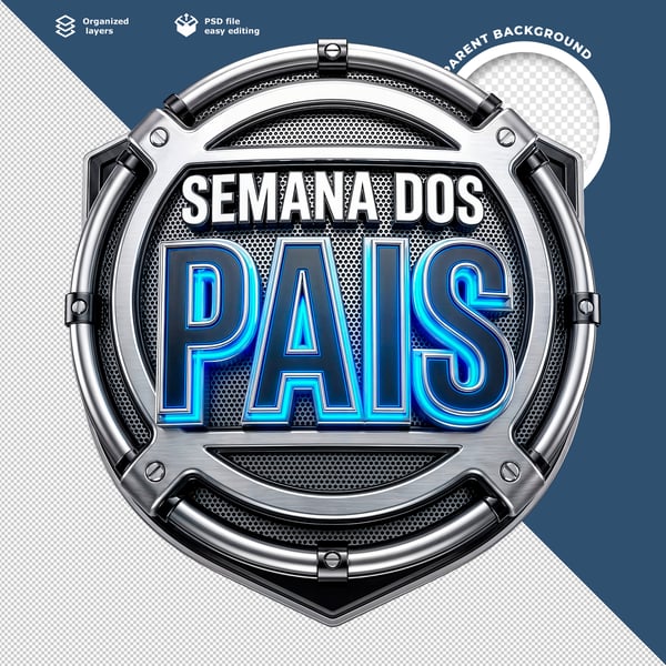 Post Feed Semana Dos Pais Moderno Azul Prateado Template PSD Editável