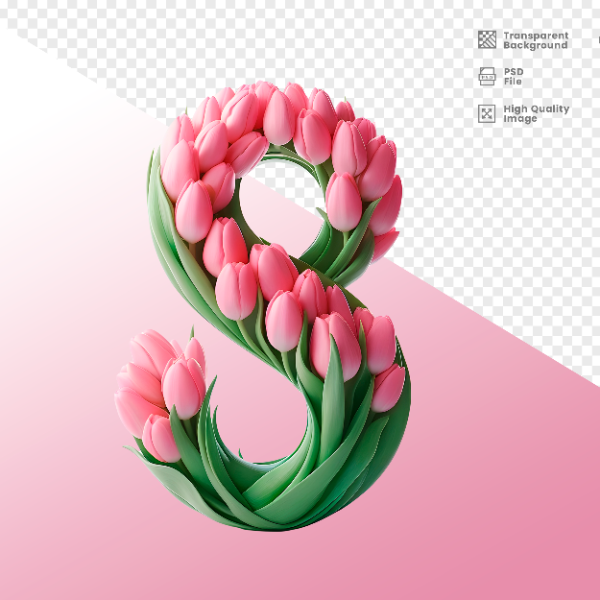 DIA DA MULHER -  ELEMENTO 3D NÚMERO 8 PARA COMPOSIÇÃO