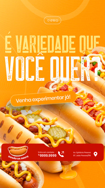 CACHORRO QUENTE HOT DOG LANCHE SOCIAL MEDIA STORY POST EDITÁVEL