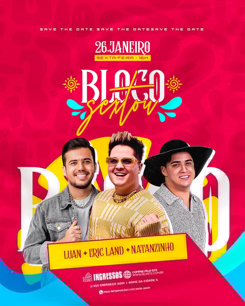 FLYER EVENTOS E ARTISTAS BLOCO BLOQUINHO DE CARNAVAL 